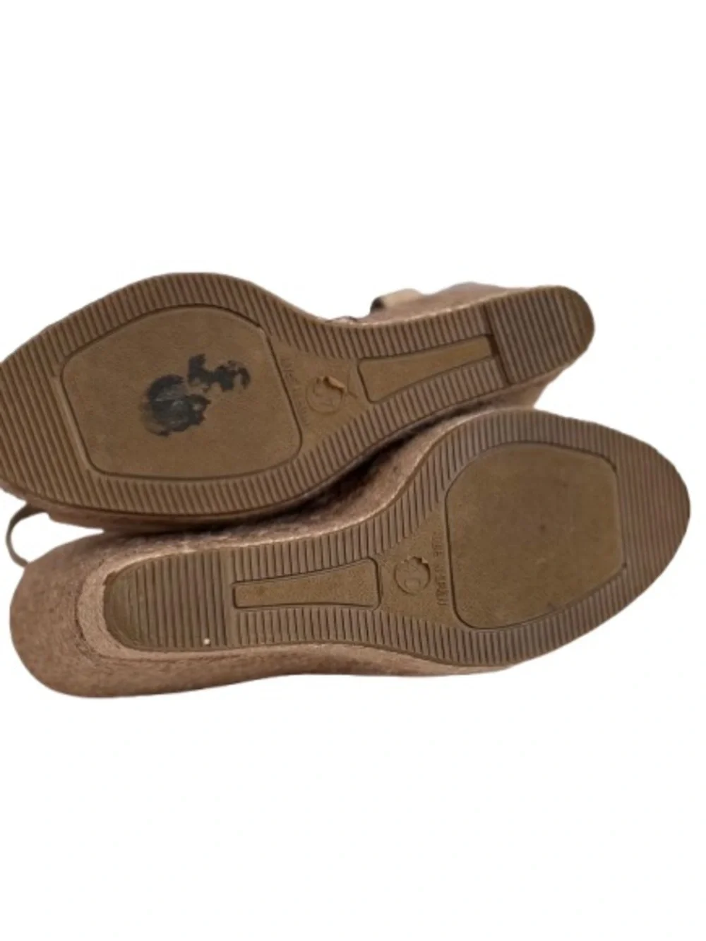 Kanna Espadrille Wedge Sandals Beige Leather Slingback Platform 40
